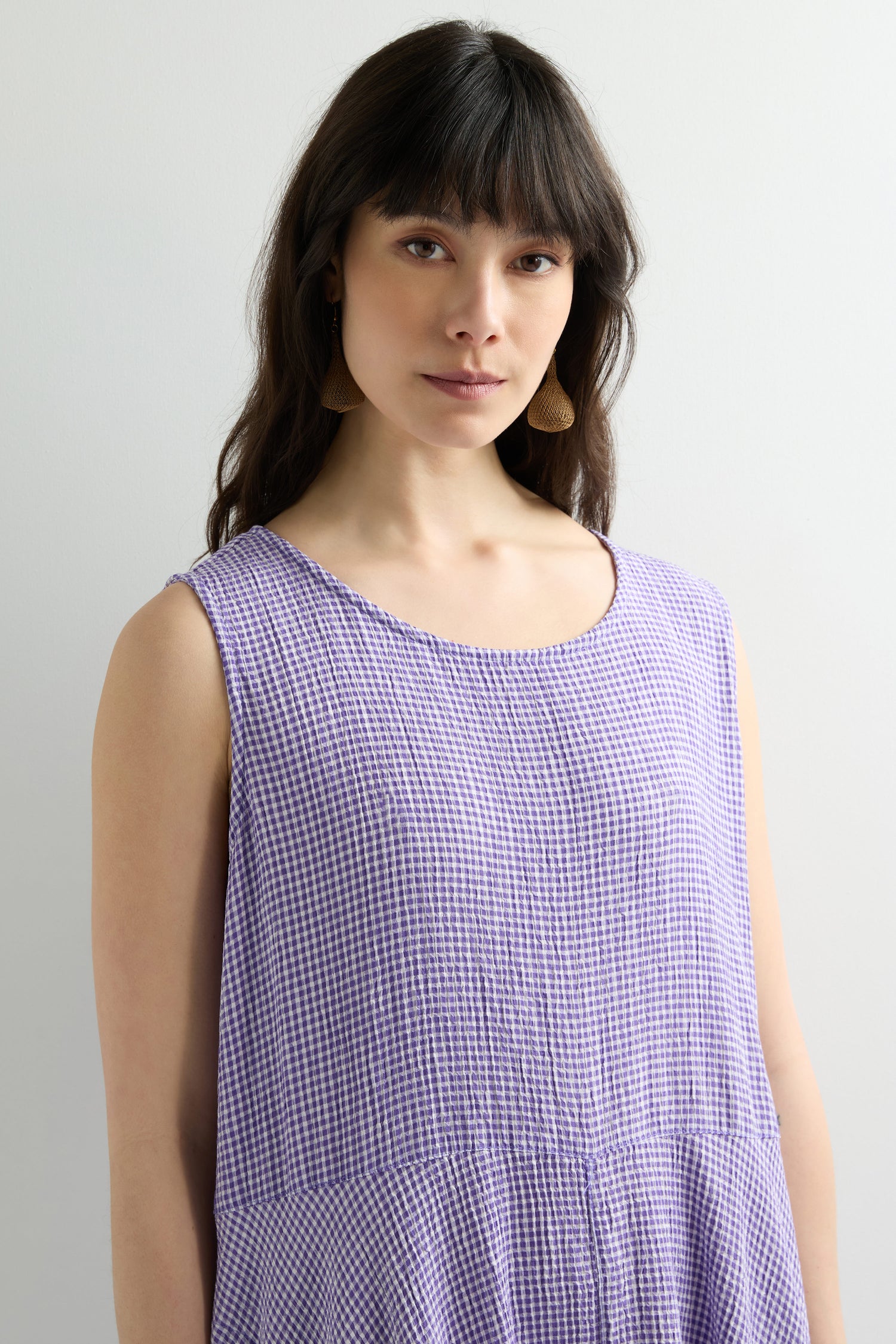 Check Bubble Sleeveless Dress