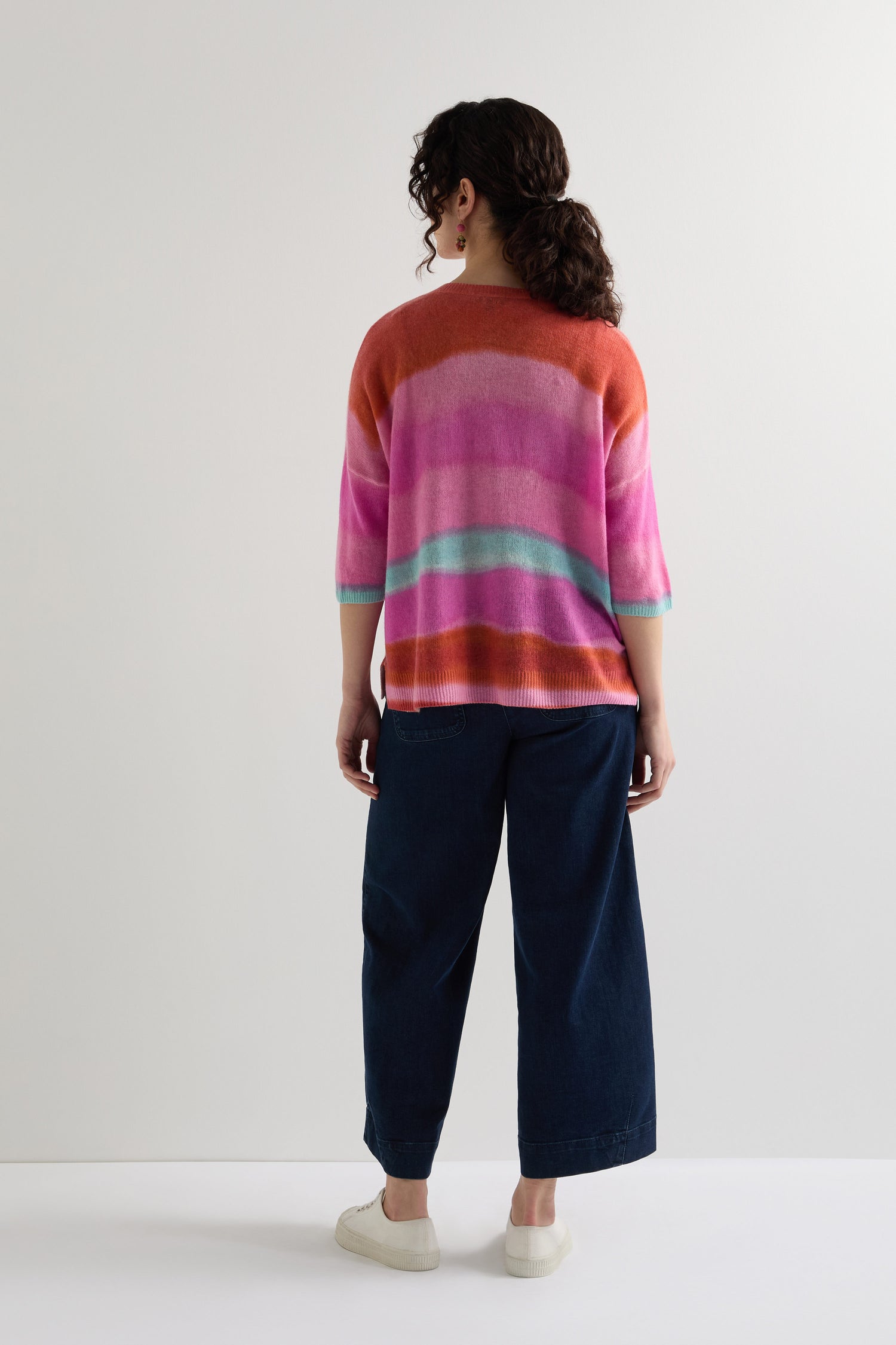 V Neck Stripe Cashmere Knit