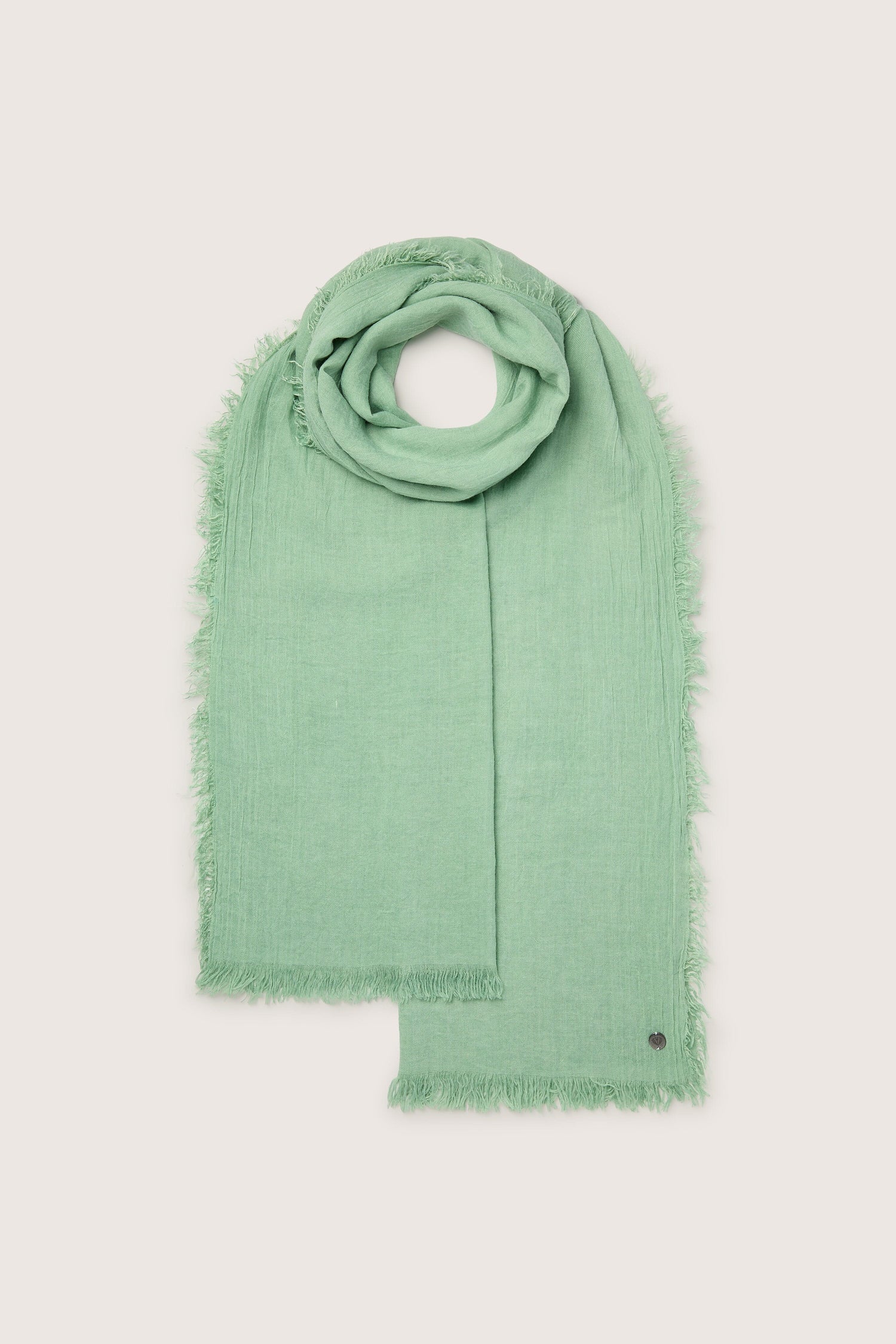 Mint green Soft Fringe Scarf on a white background.