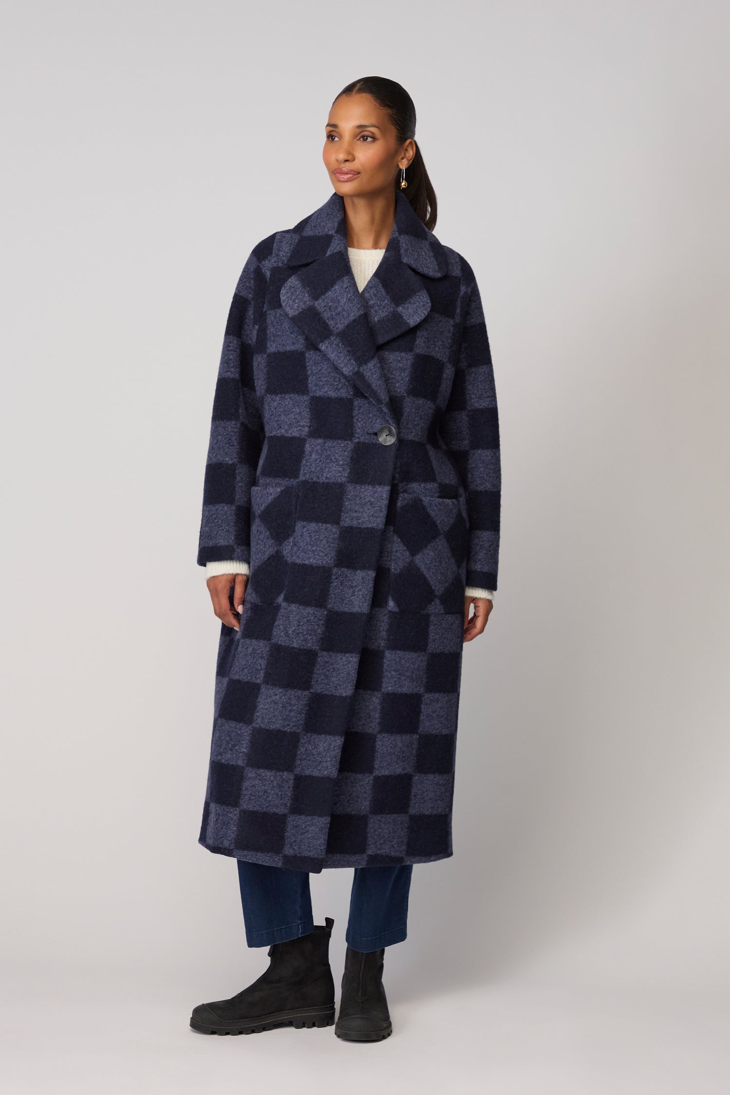 Checkerboard Wool Coat