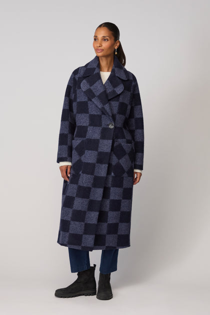 Checkerboard Wool Coat