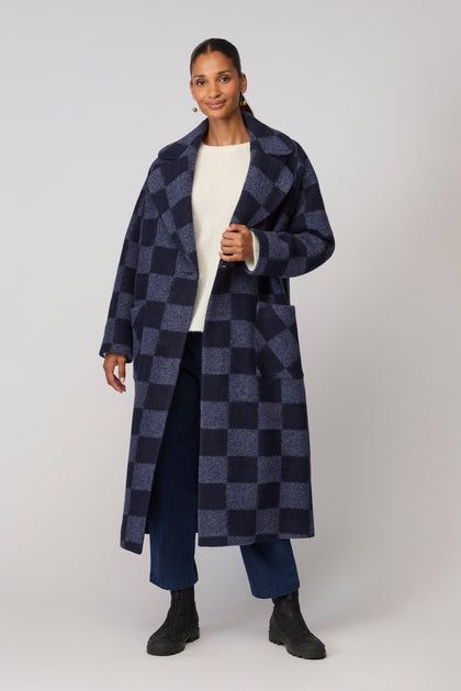 Checkerboard Wool Coat