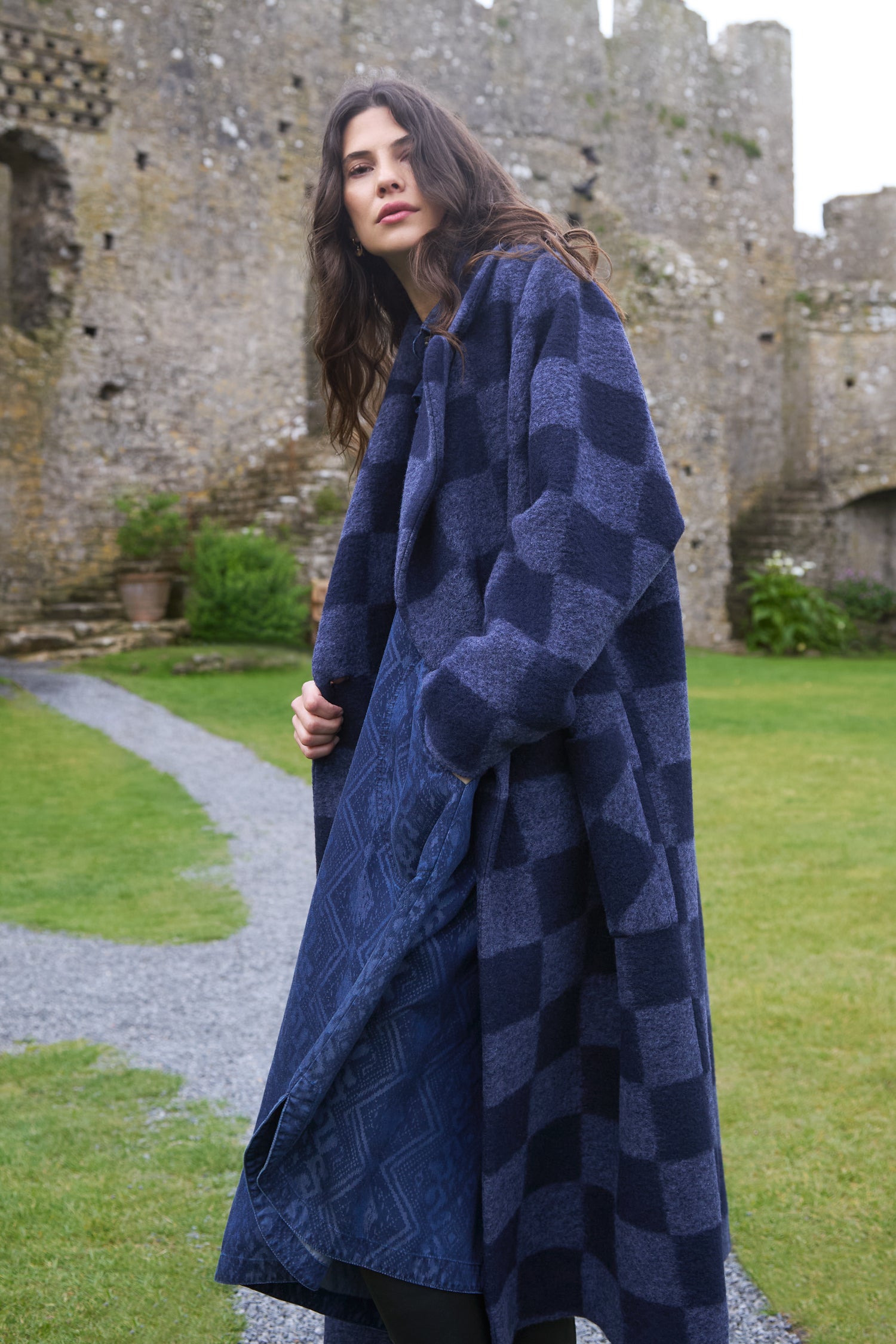 Checkerboard Wool Coat