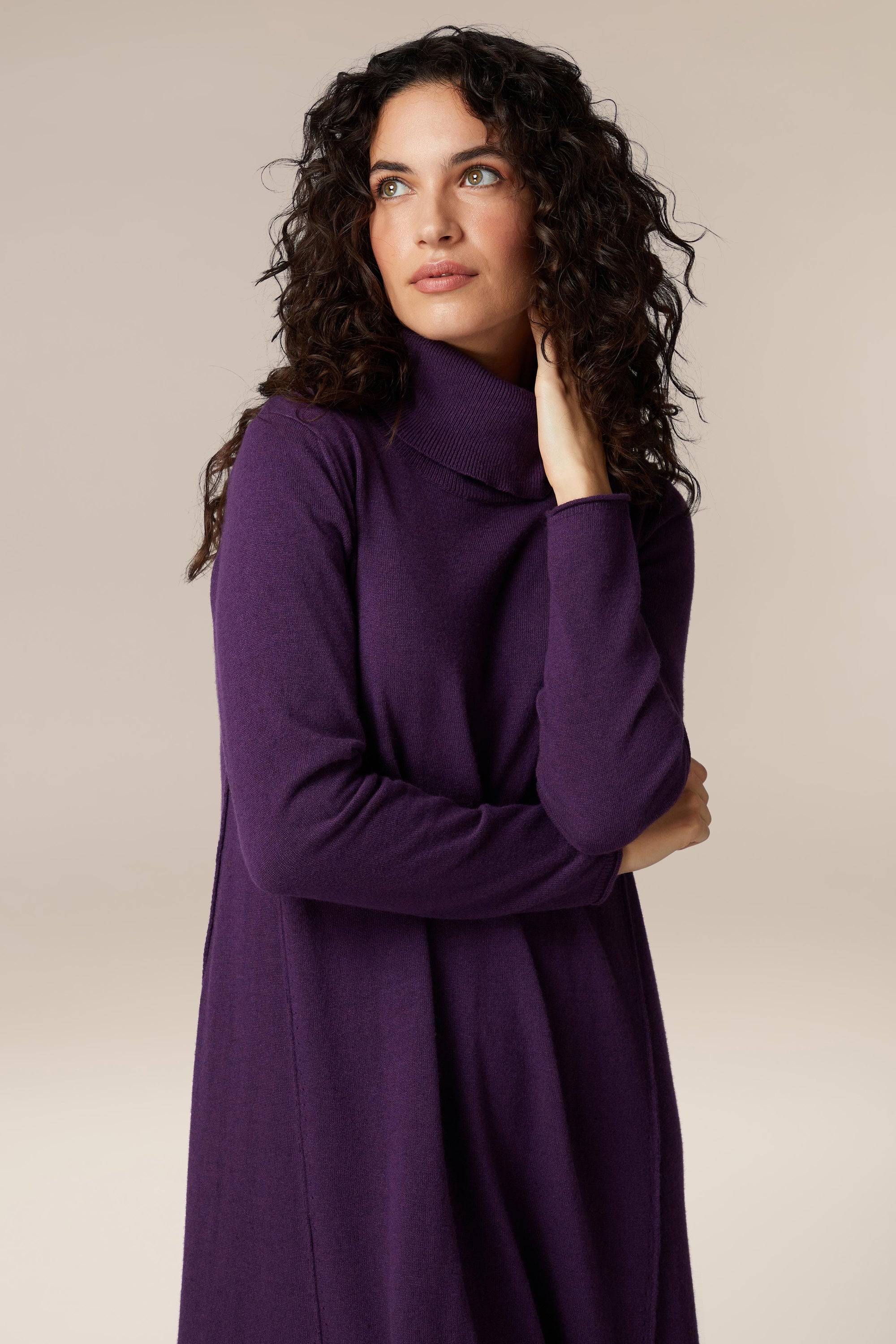 Merino Blend Cowl Dress – Sahara
