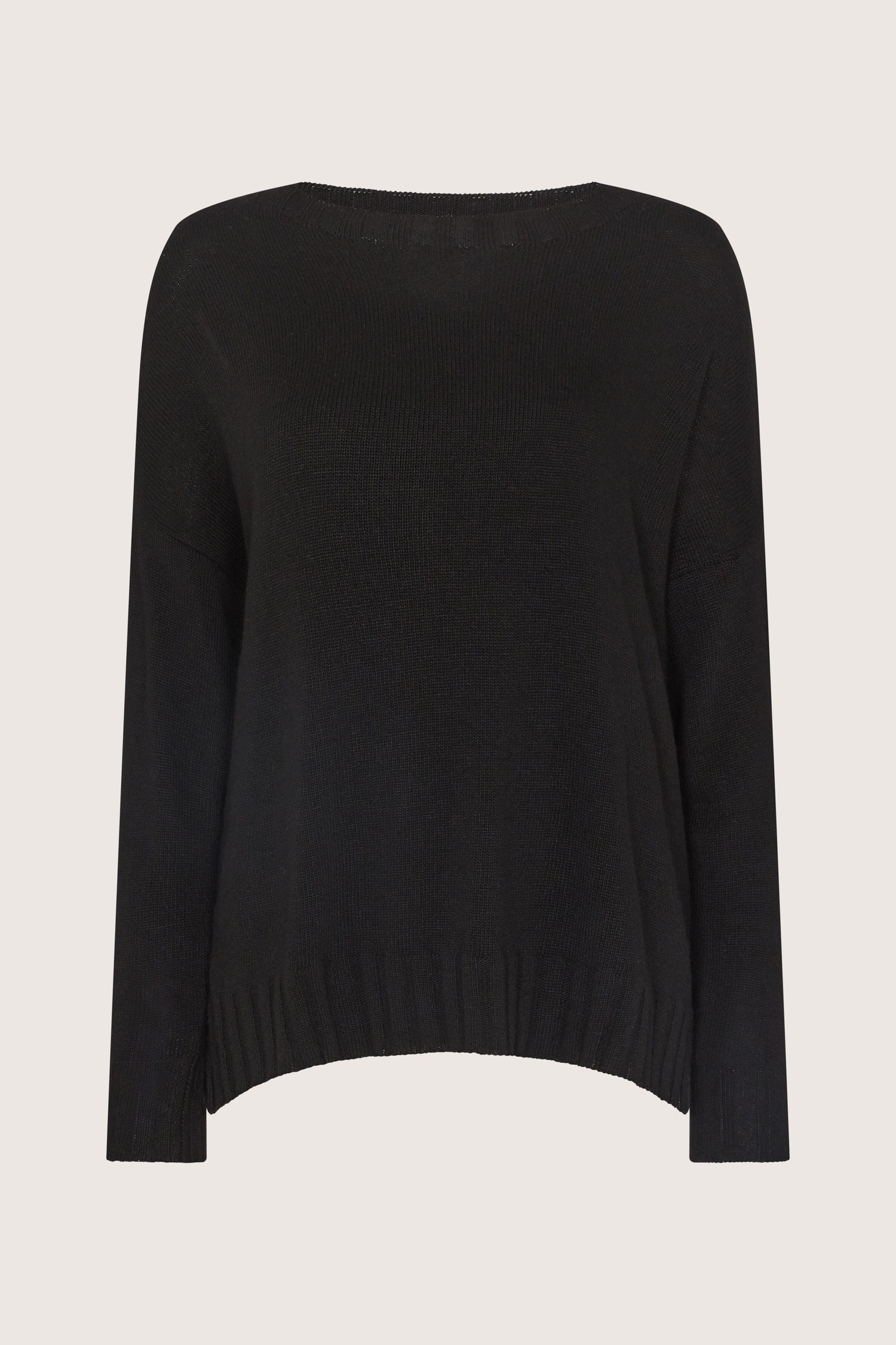 A black v-neck Cashmere Merino Crop Jumper with long sleeves.