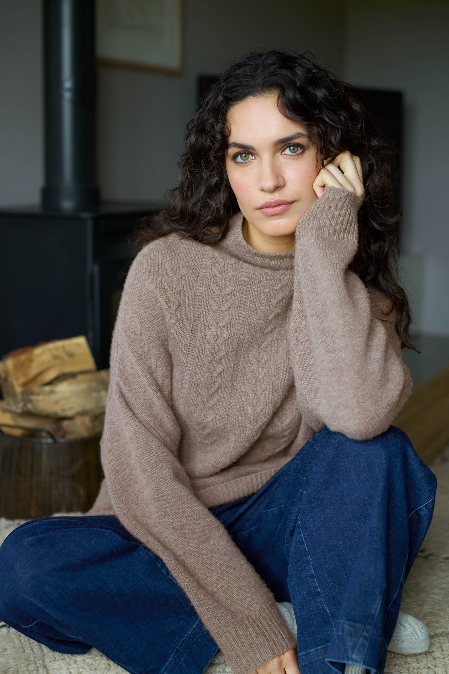 Cashmere Blend Cable Jumper