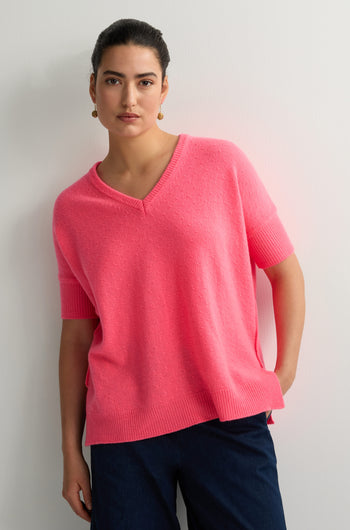 Merino V Neck Knot Stitch Jumper