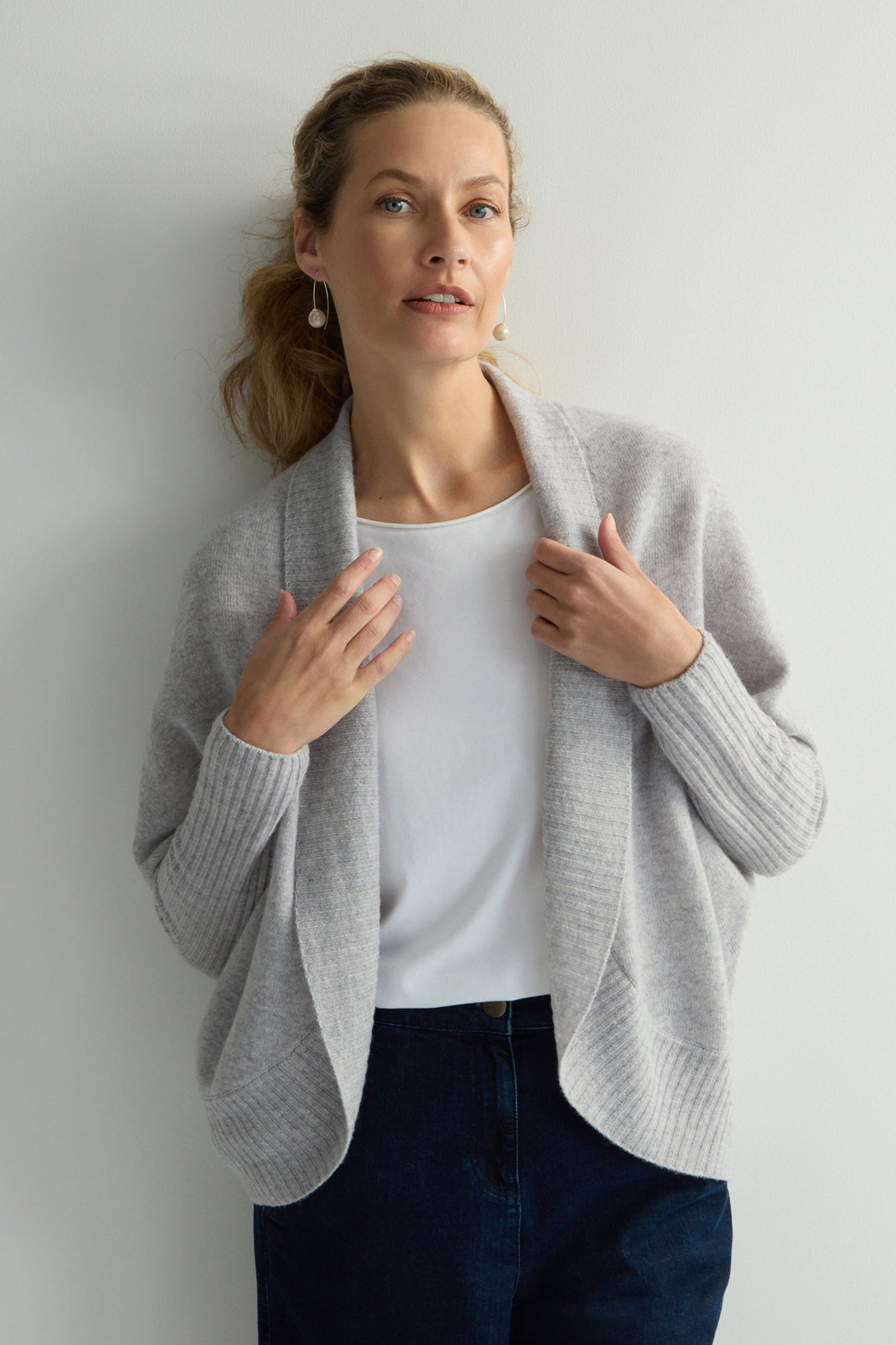 Merino Ribbed Cuff Shawl Cardigan