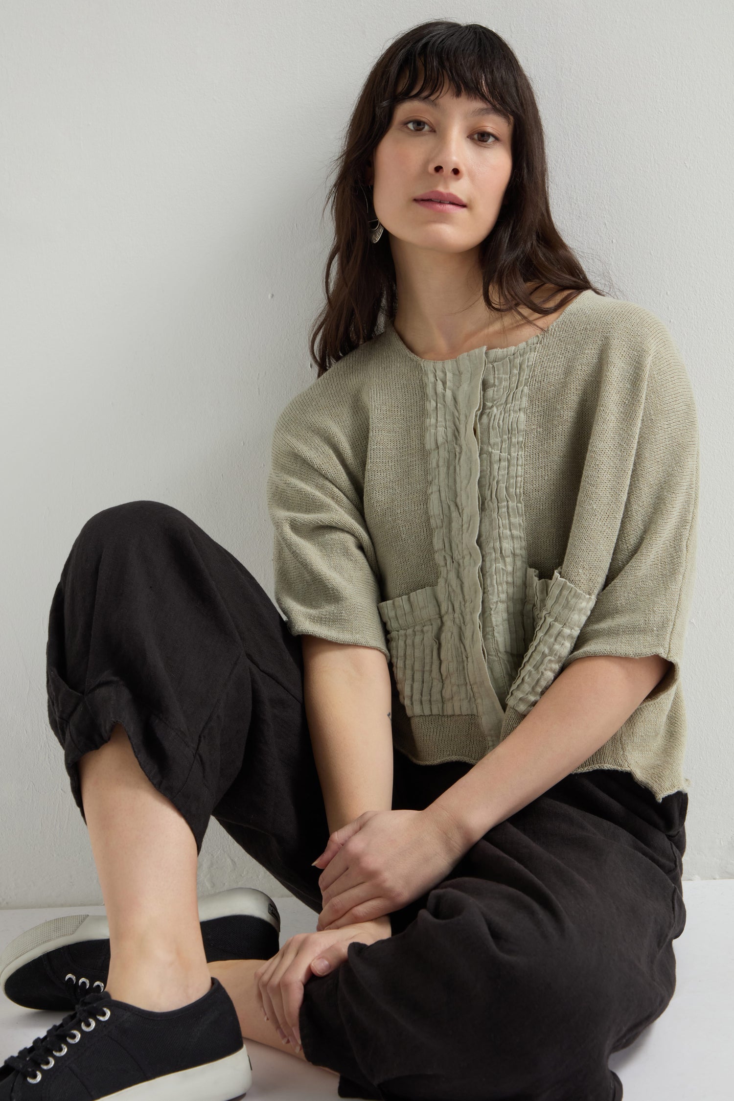 Cropped Cuff Linen Trouser