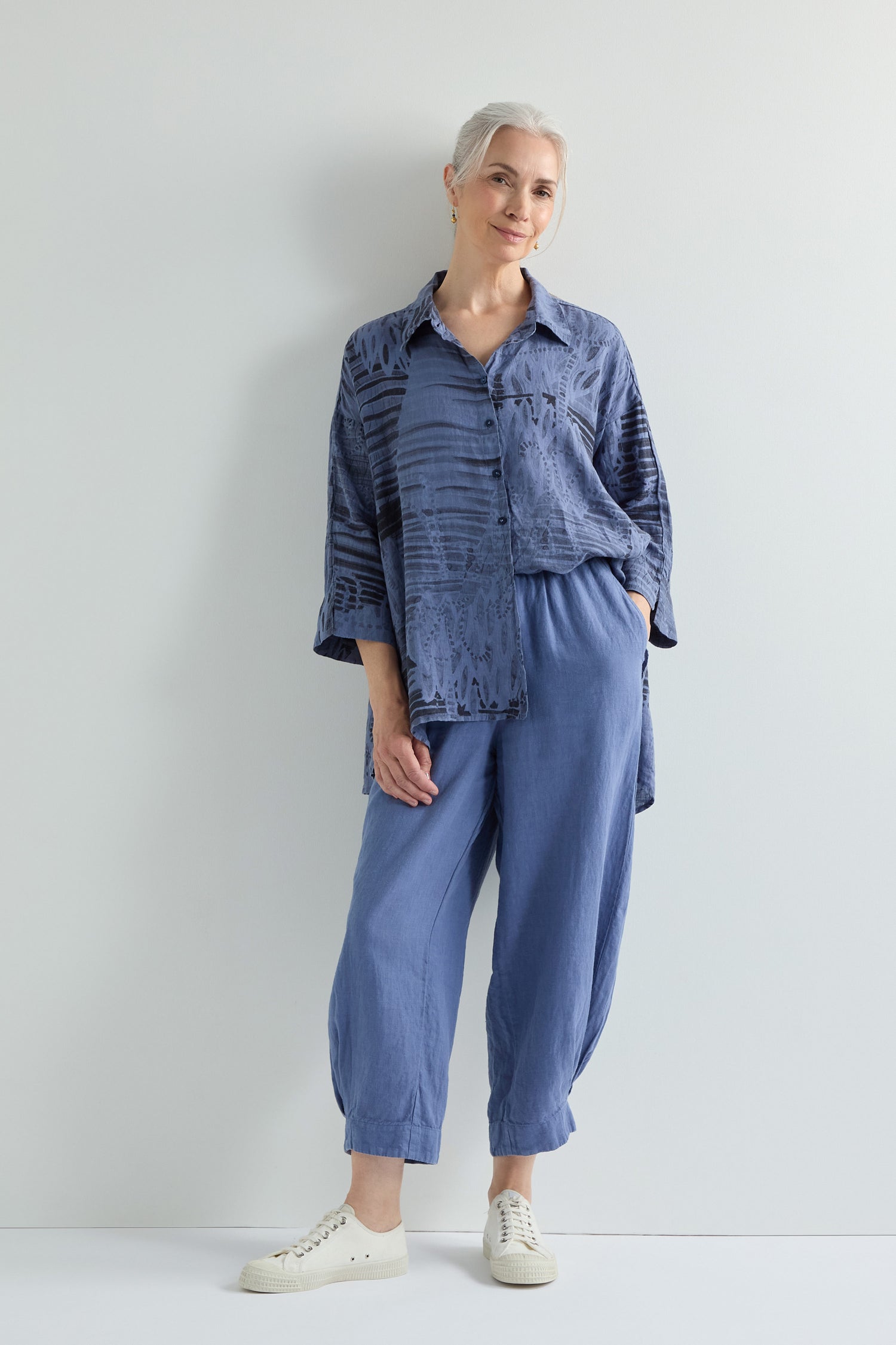 Cropped Cuff Linen Trouser
