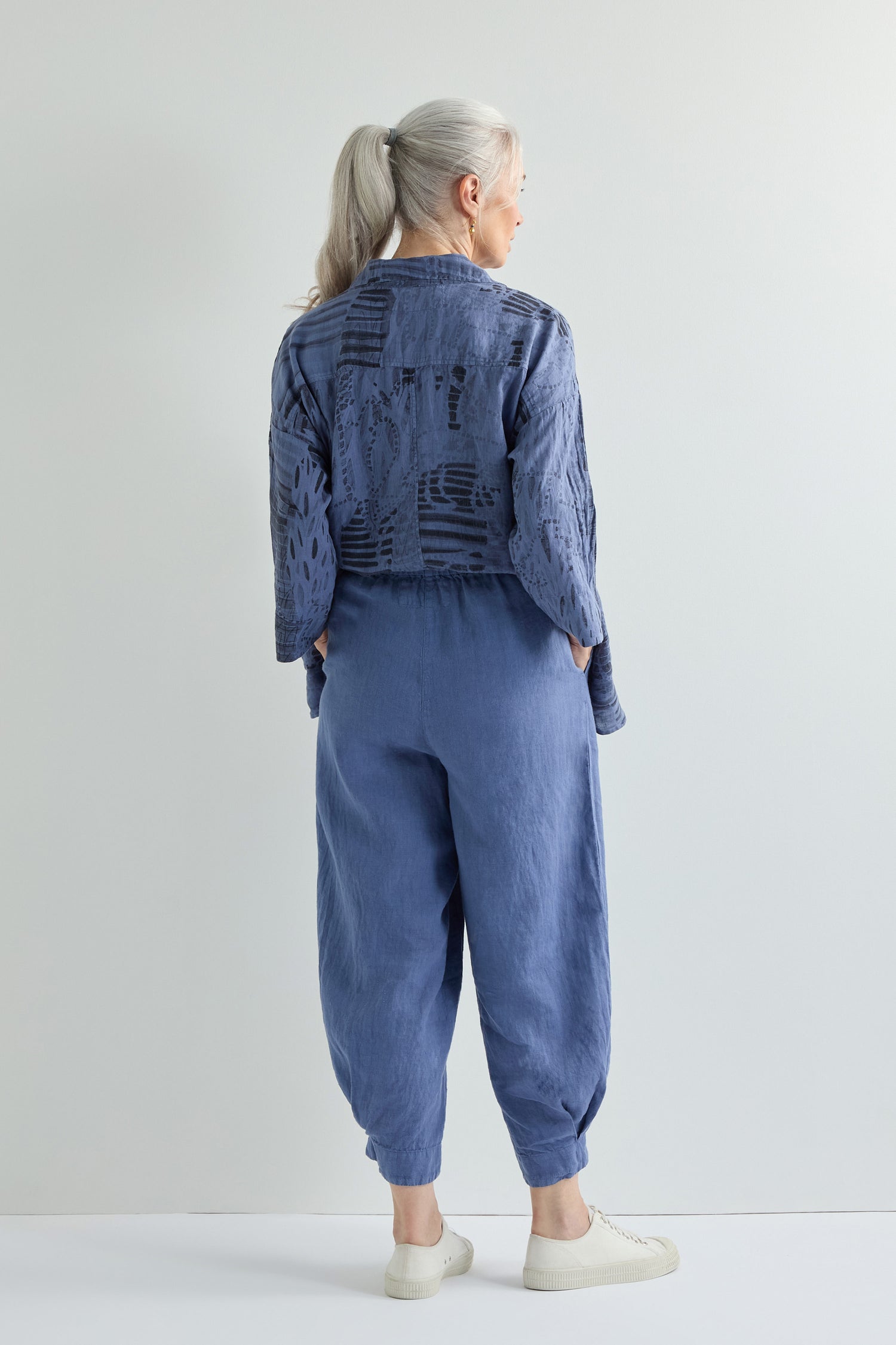 Cropped Cuff Linen Trouser