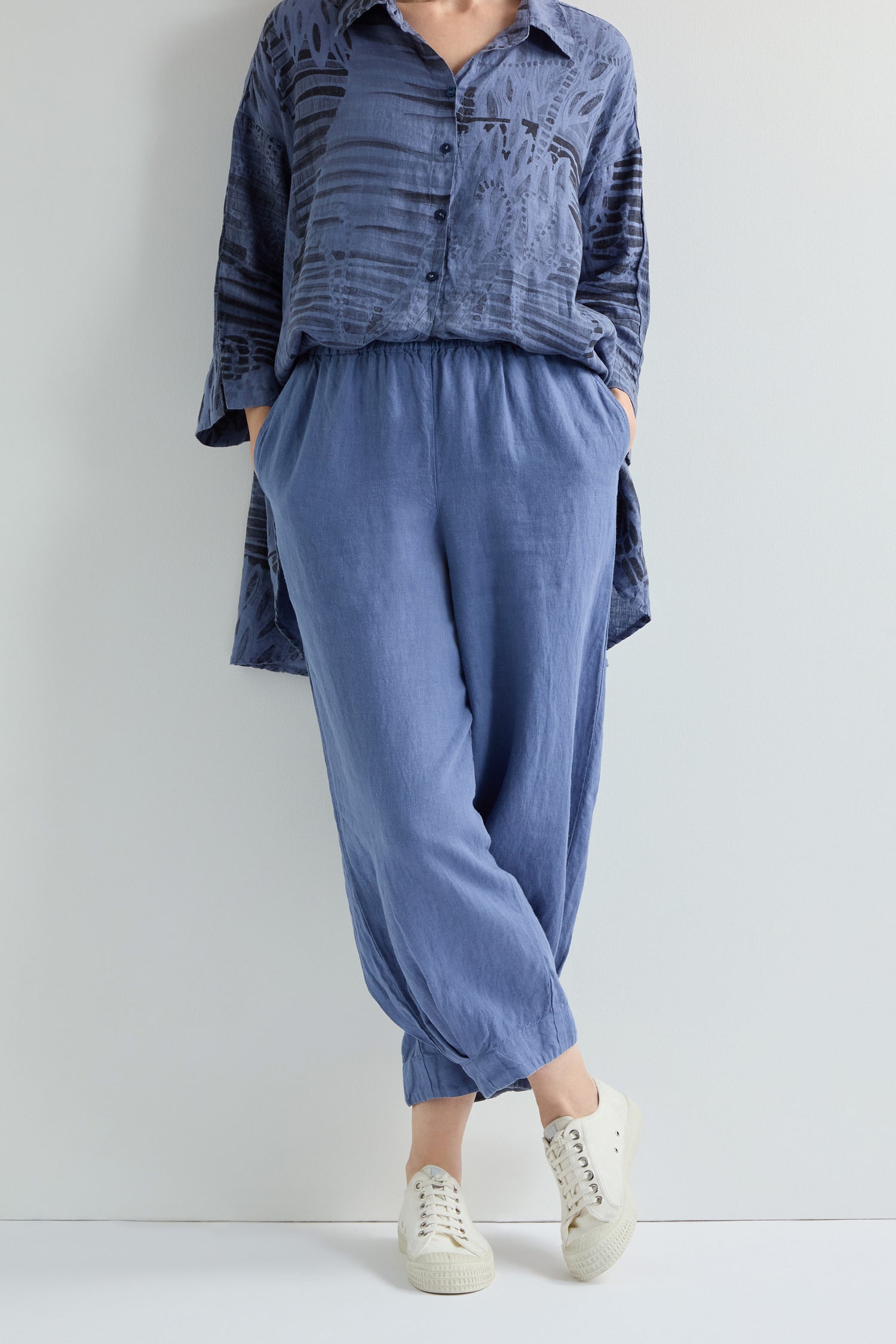 Cropped Cuff Linen Trouser