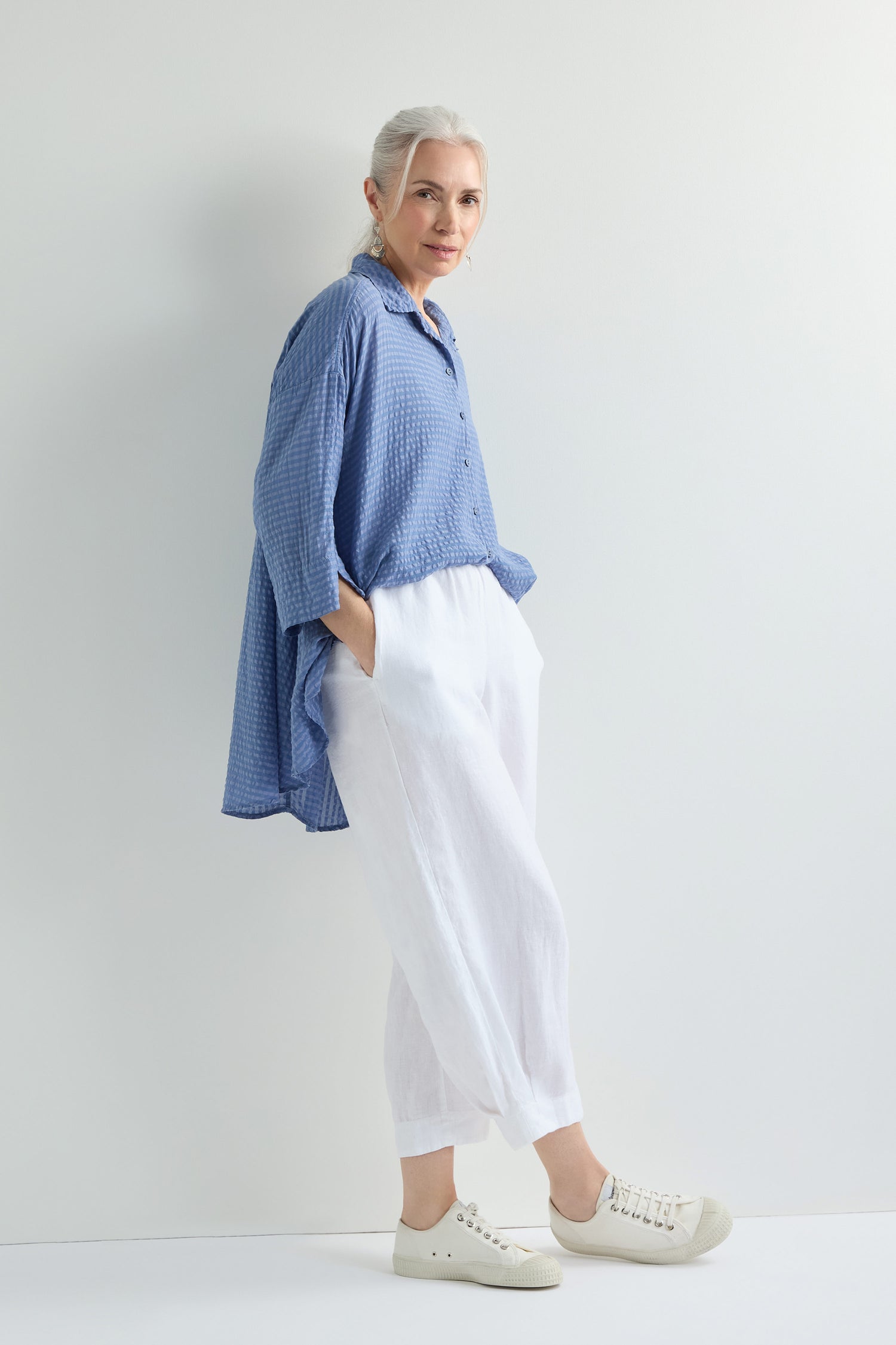 Cropped Cuff Linen Trouser