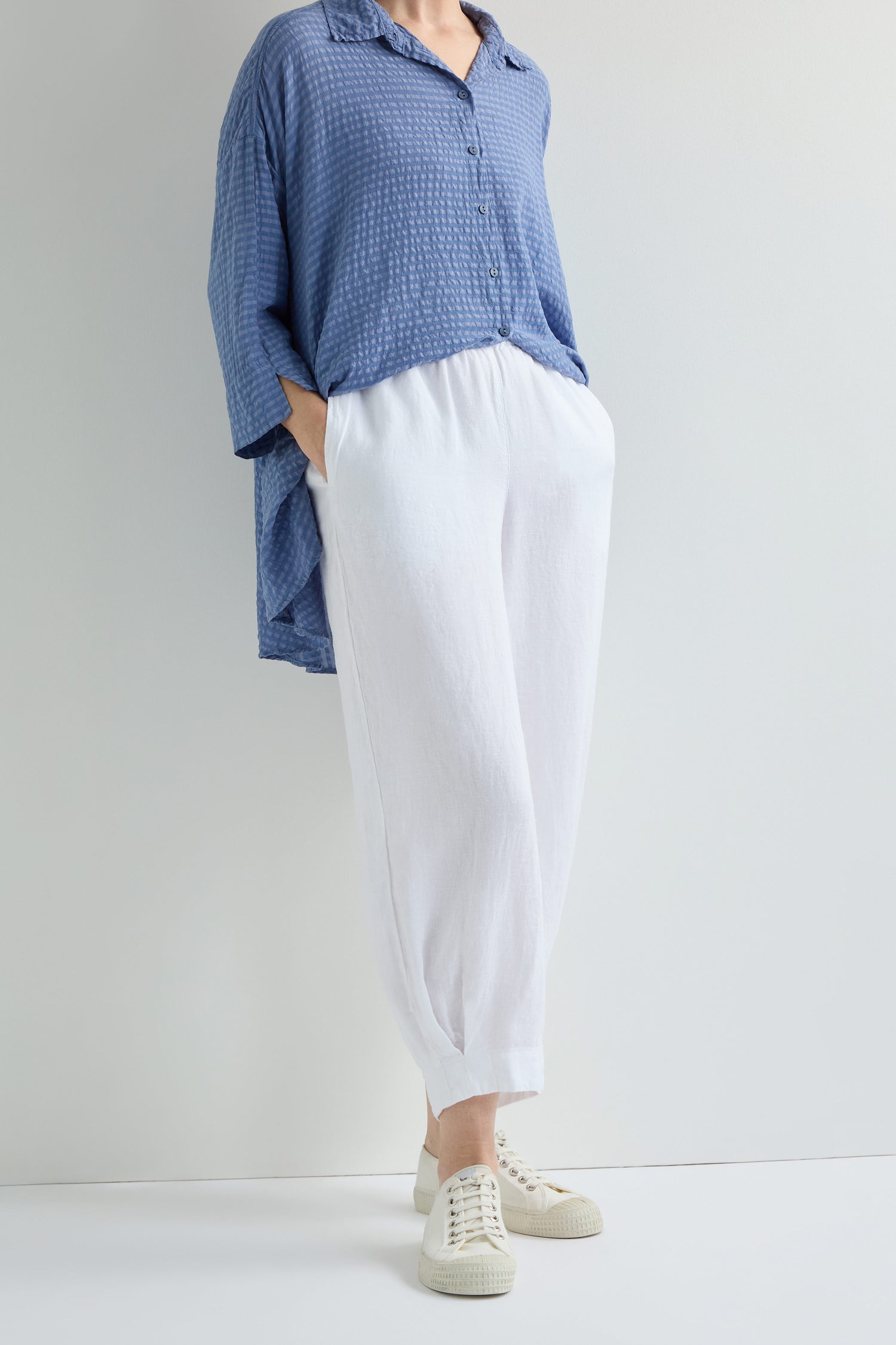 Cropped Cuff Linen Trouser