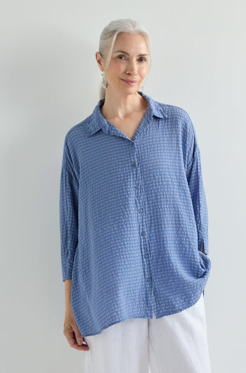 Seersucker Flared Shirt