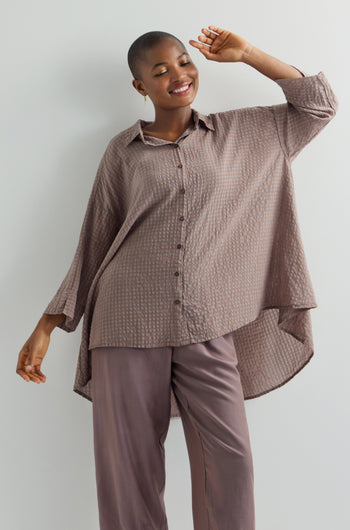 Seersucker Flared Shirt