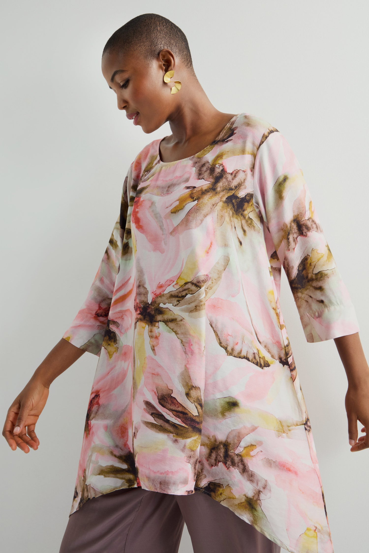 Watercolour Palm Print Tunic