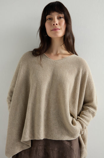 V Neck Boxy Linen Knit