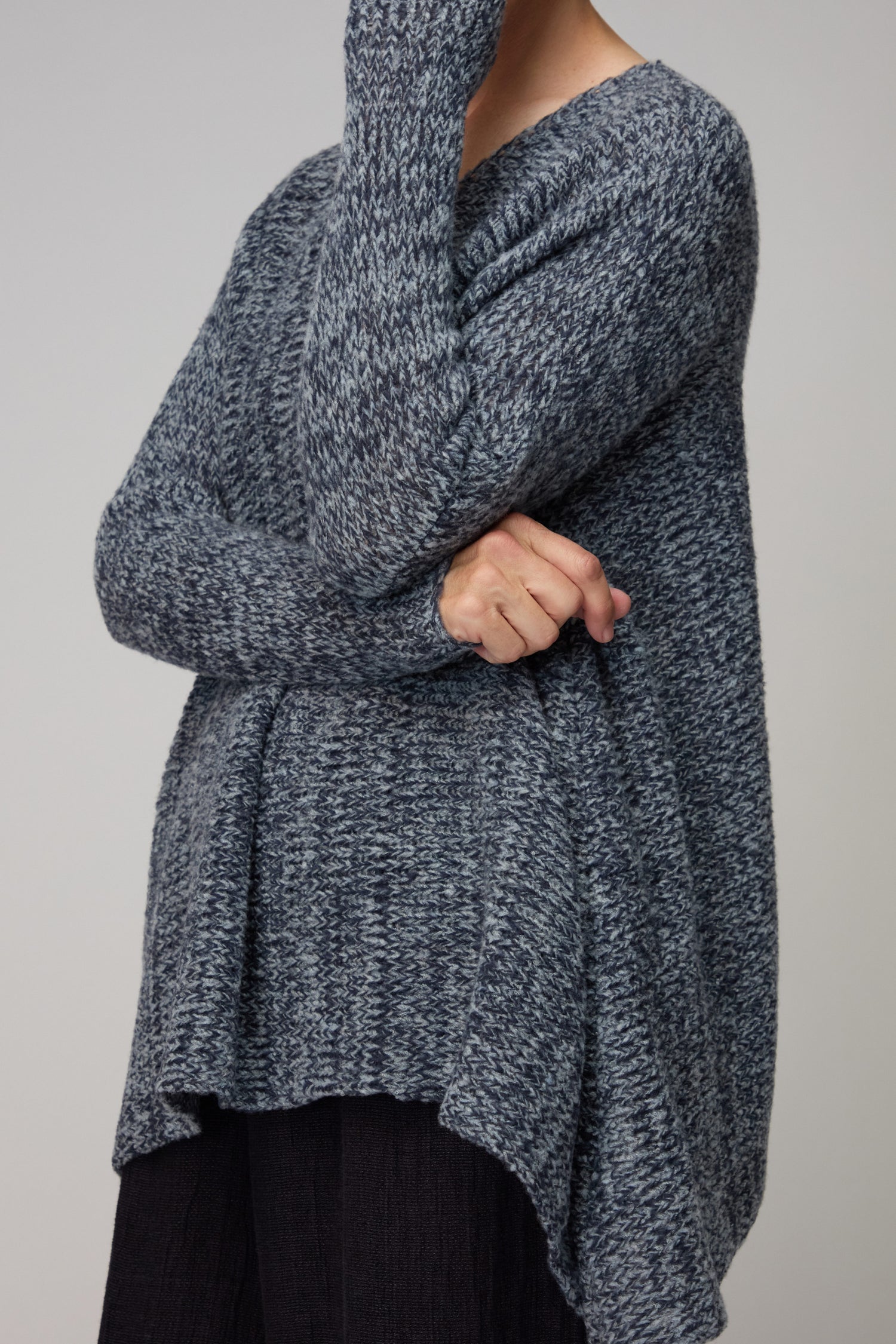 Slate Grey Marl V Neck Knit