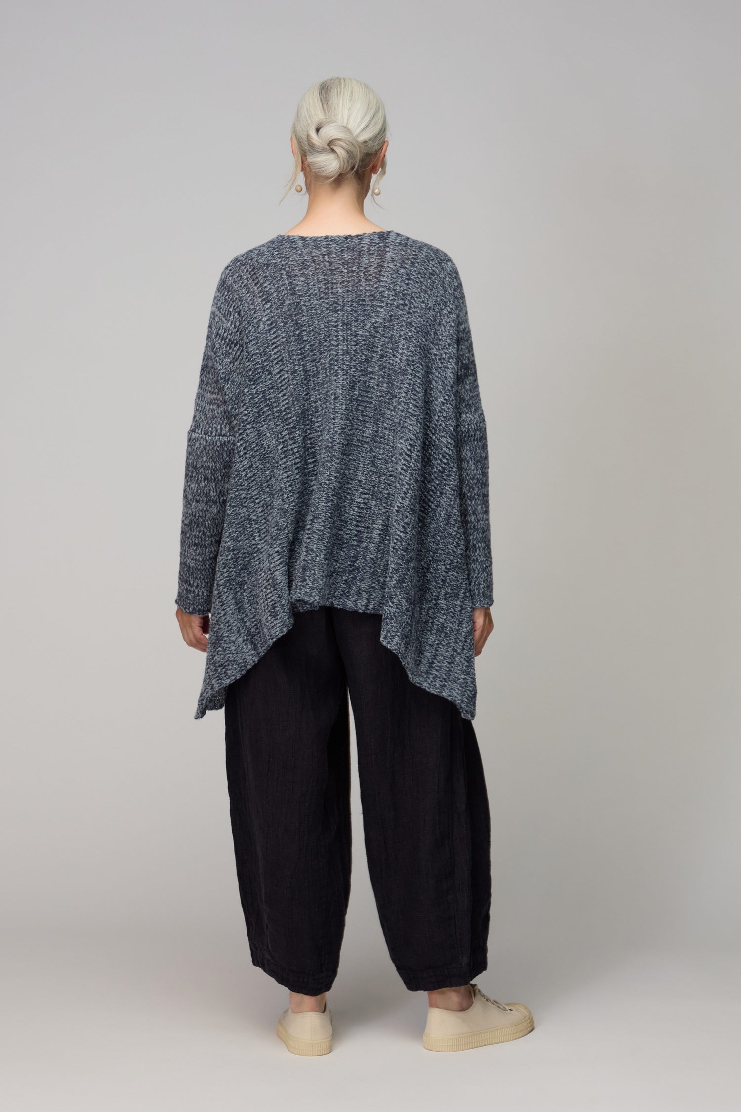 Slate Grey Marl V Neck Knit