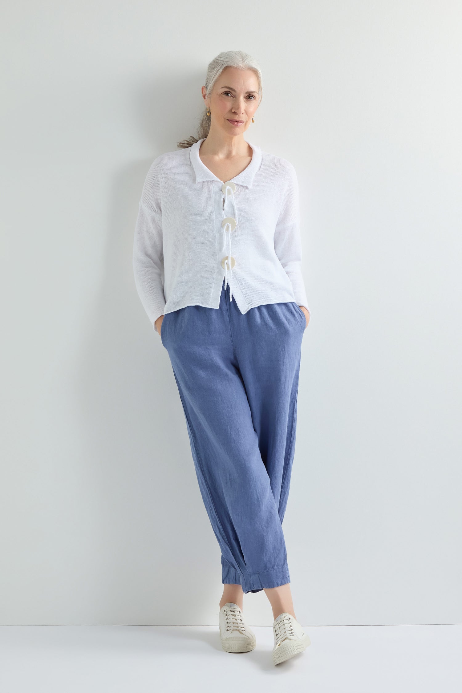 Big Buttons Linen Cardi