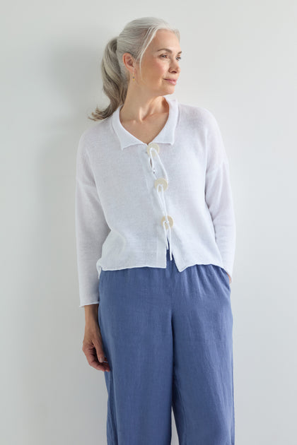 Big Buttons Linen Cardi