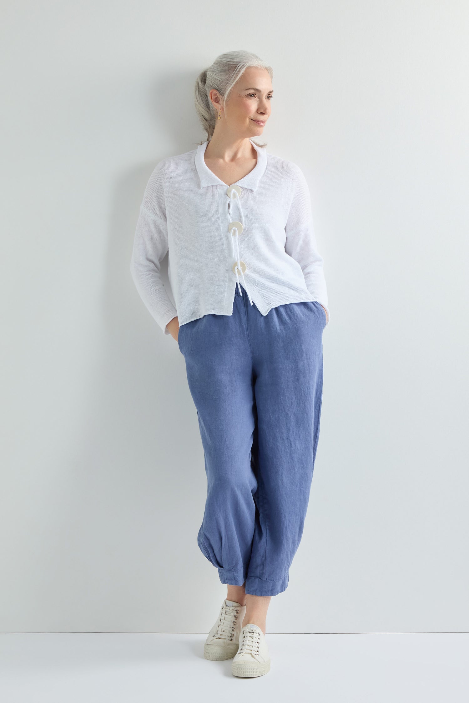 Big Buttons Linen Cardi