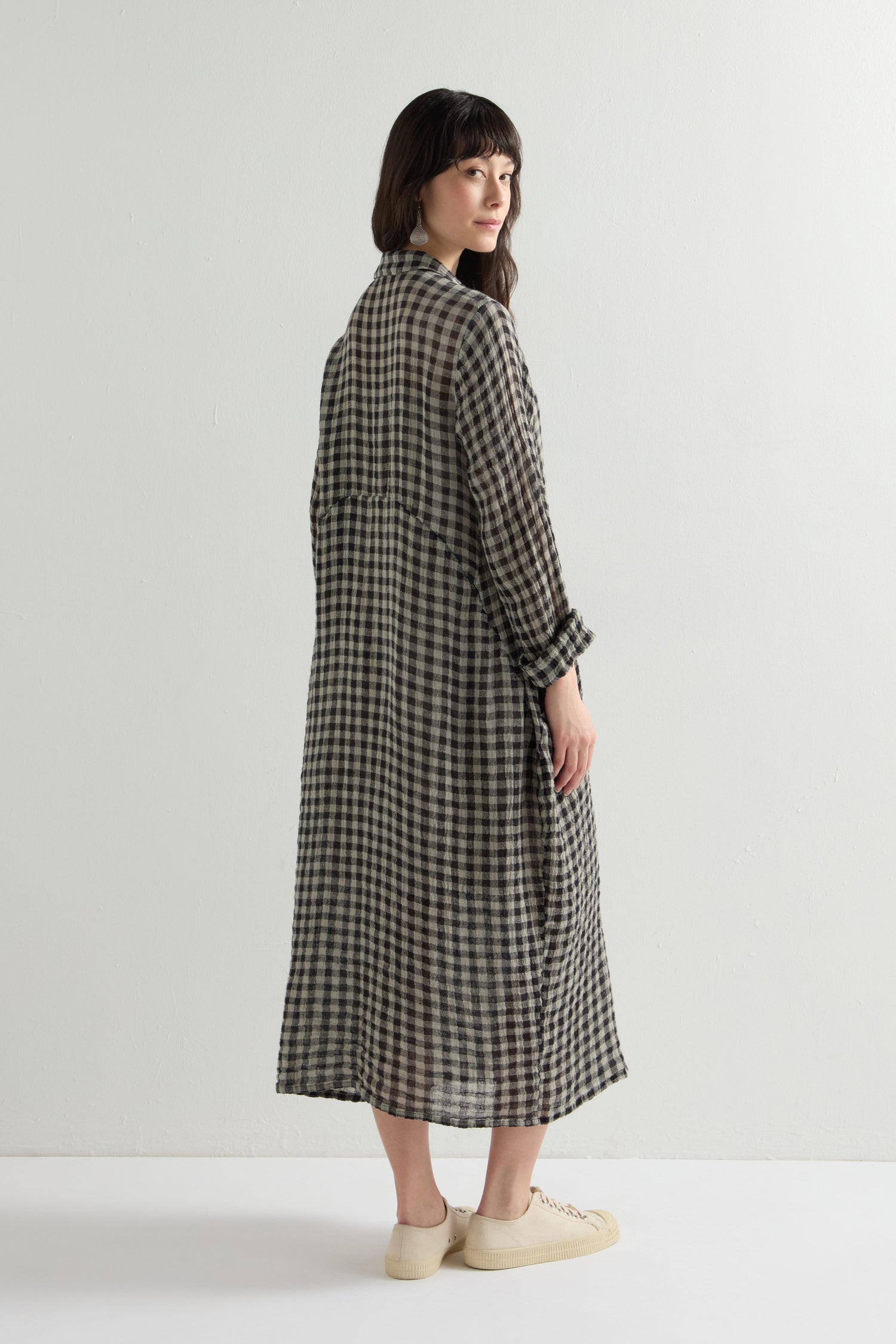 Linen Check Shirt Dress