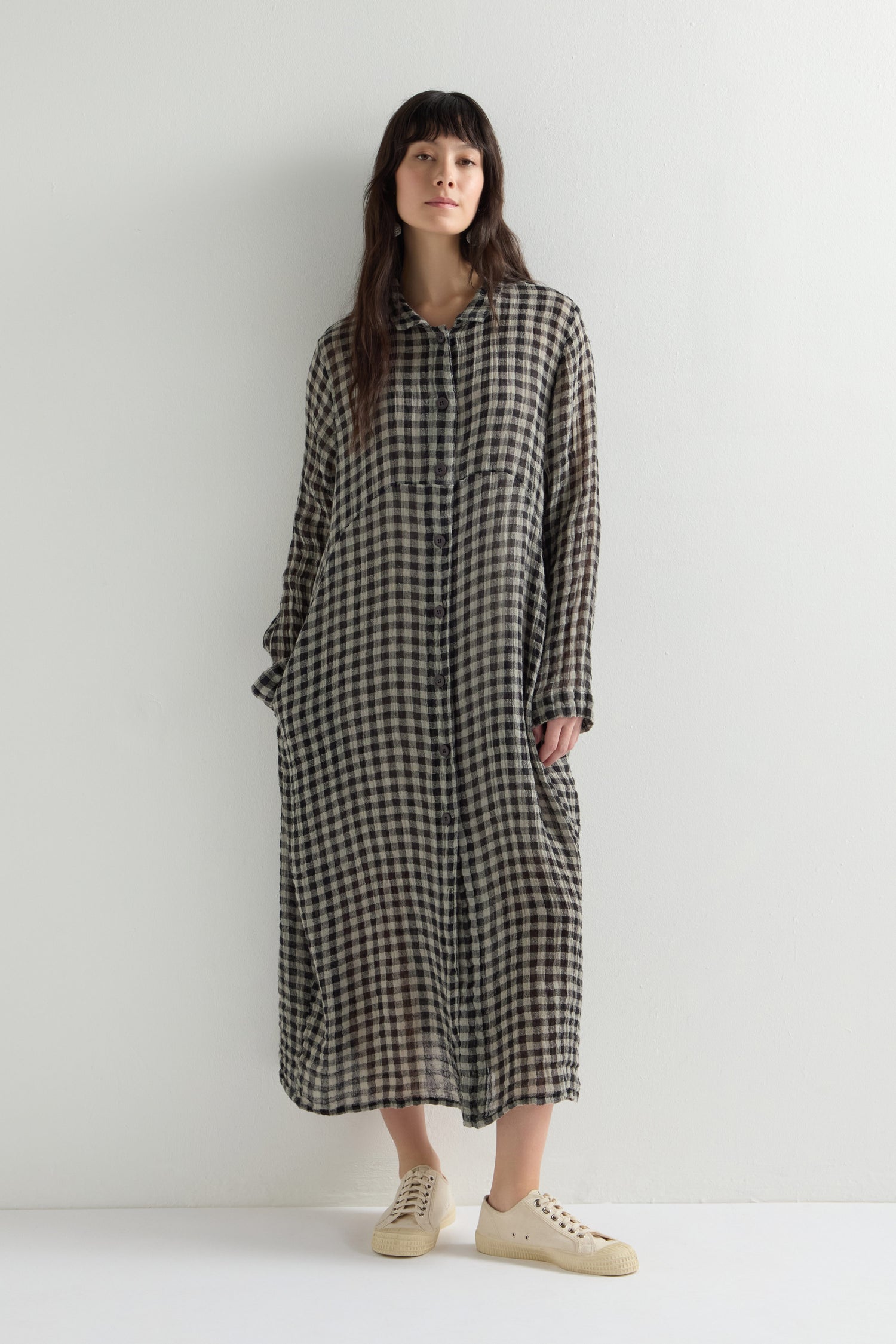 Linen Check Shirt Dress