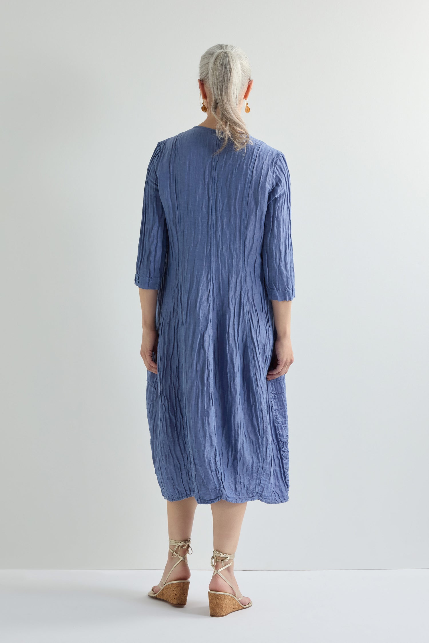 Silk Linen V Neck Dress