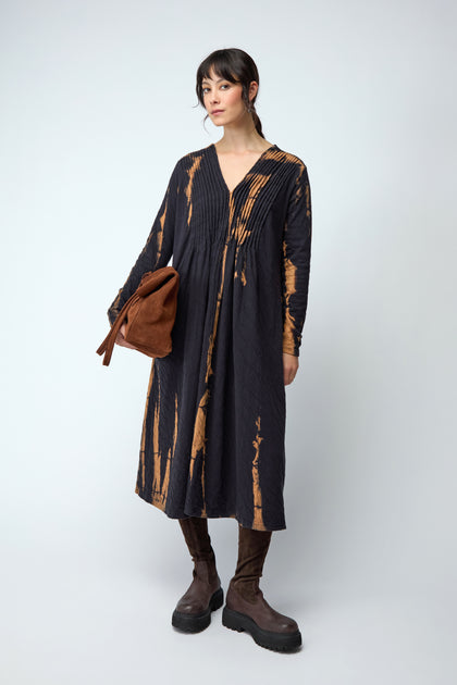 Pleat Front Tie Dye Jersey Dress