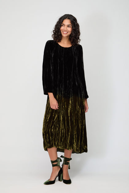 Silk Velvet Ombre Dress