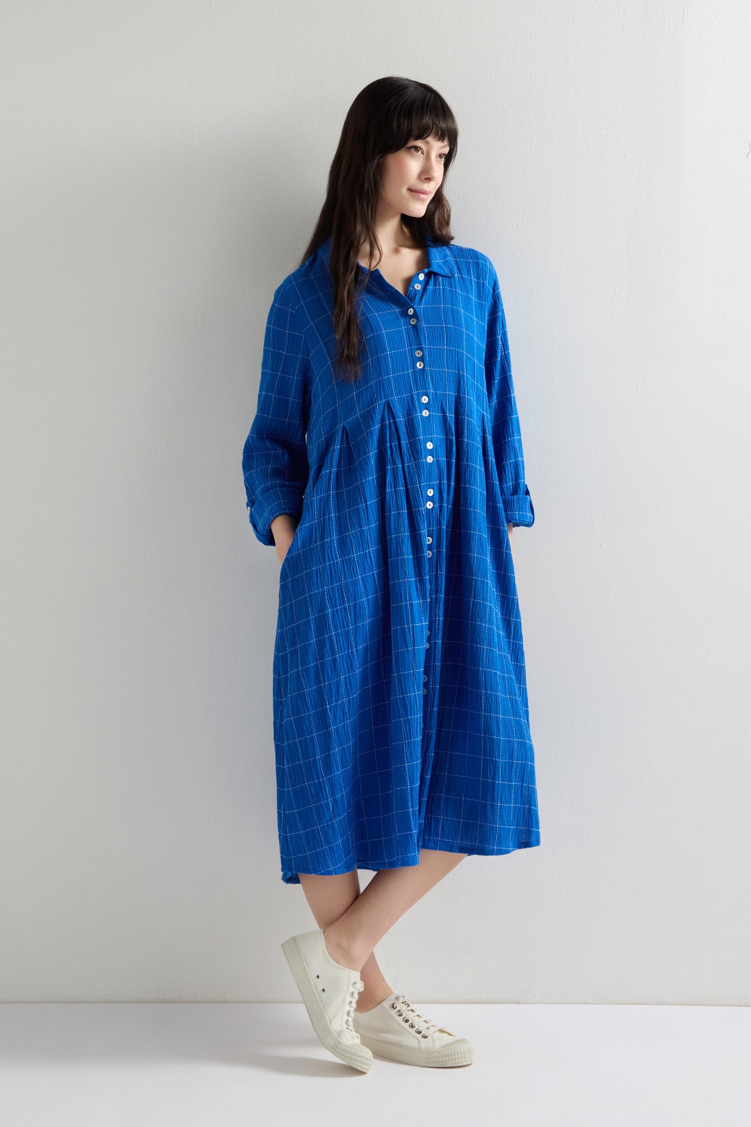 Stitched Grid Check Dress