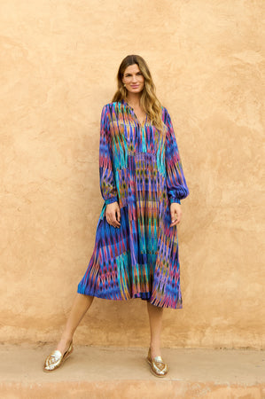 Vivid Ikat Patchwork Dress
