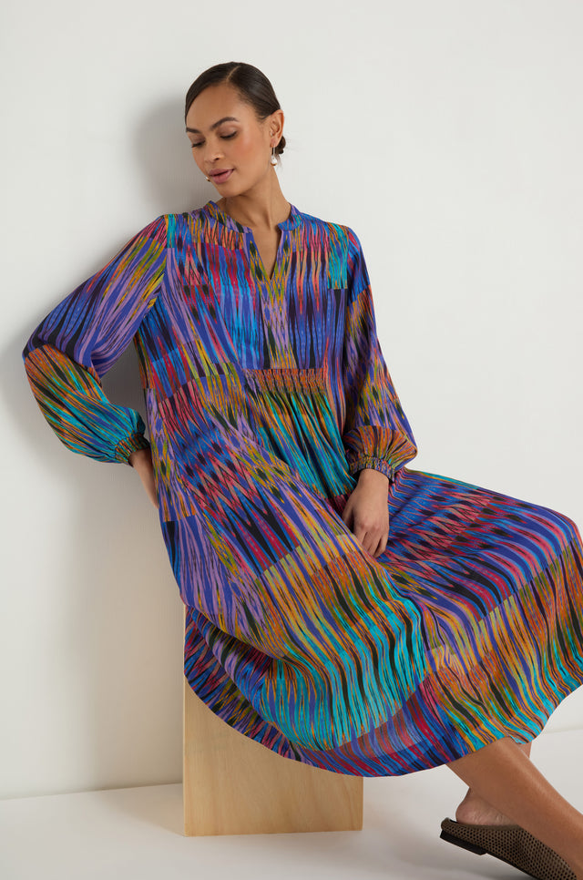 Vivid Ikat Patchwork Dress – Sahara