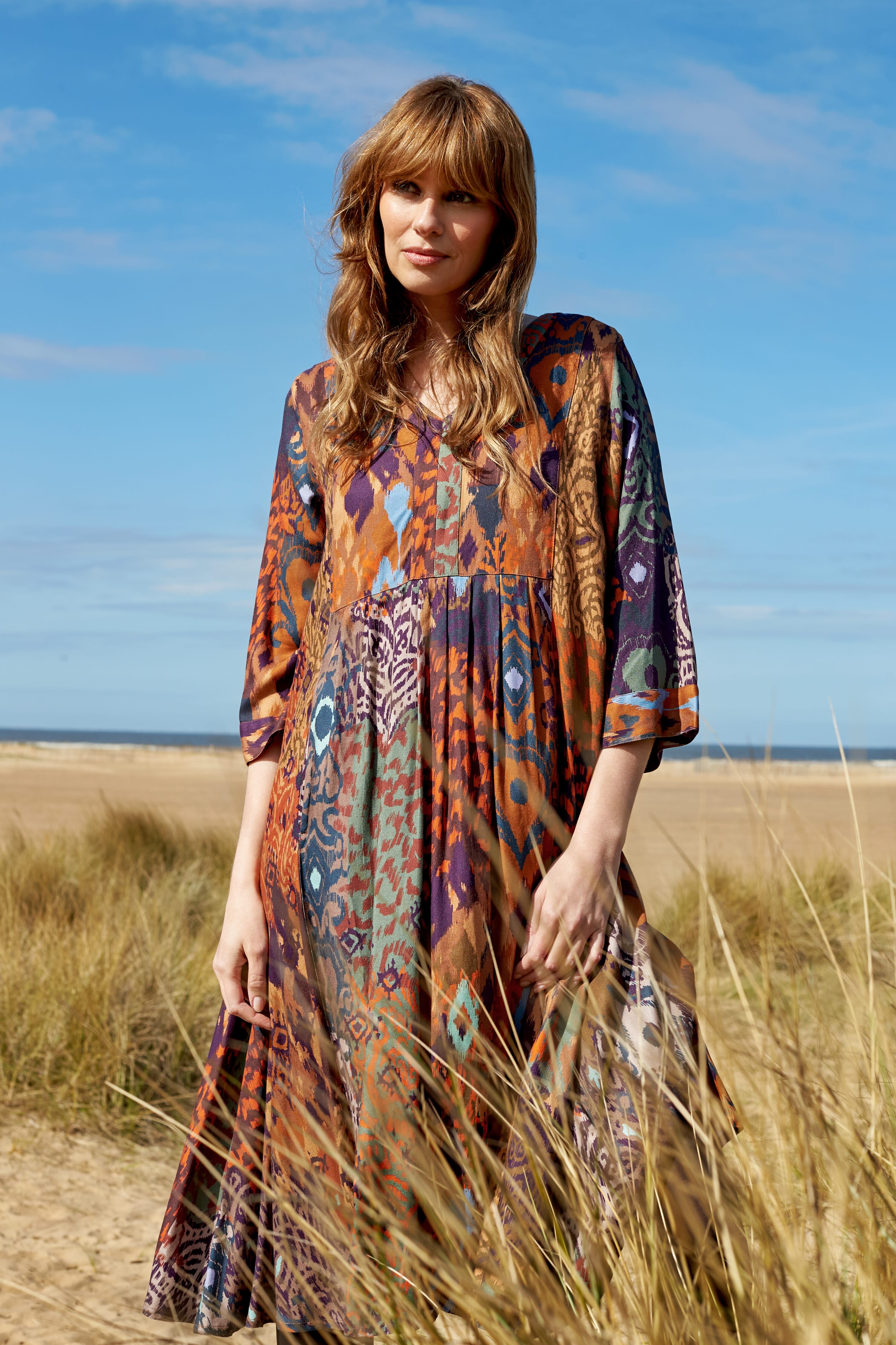 Ikat Print Twill Dress – Sahara