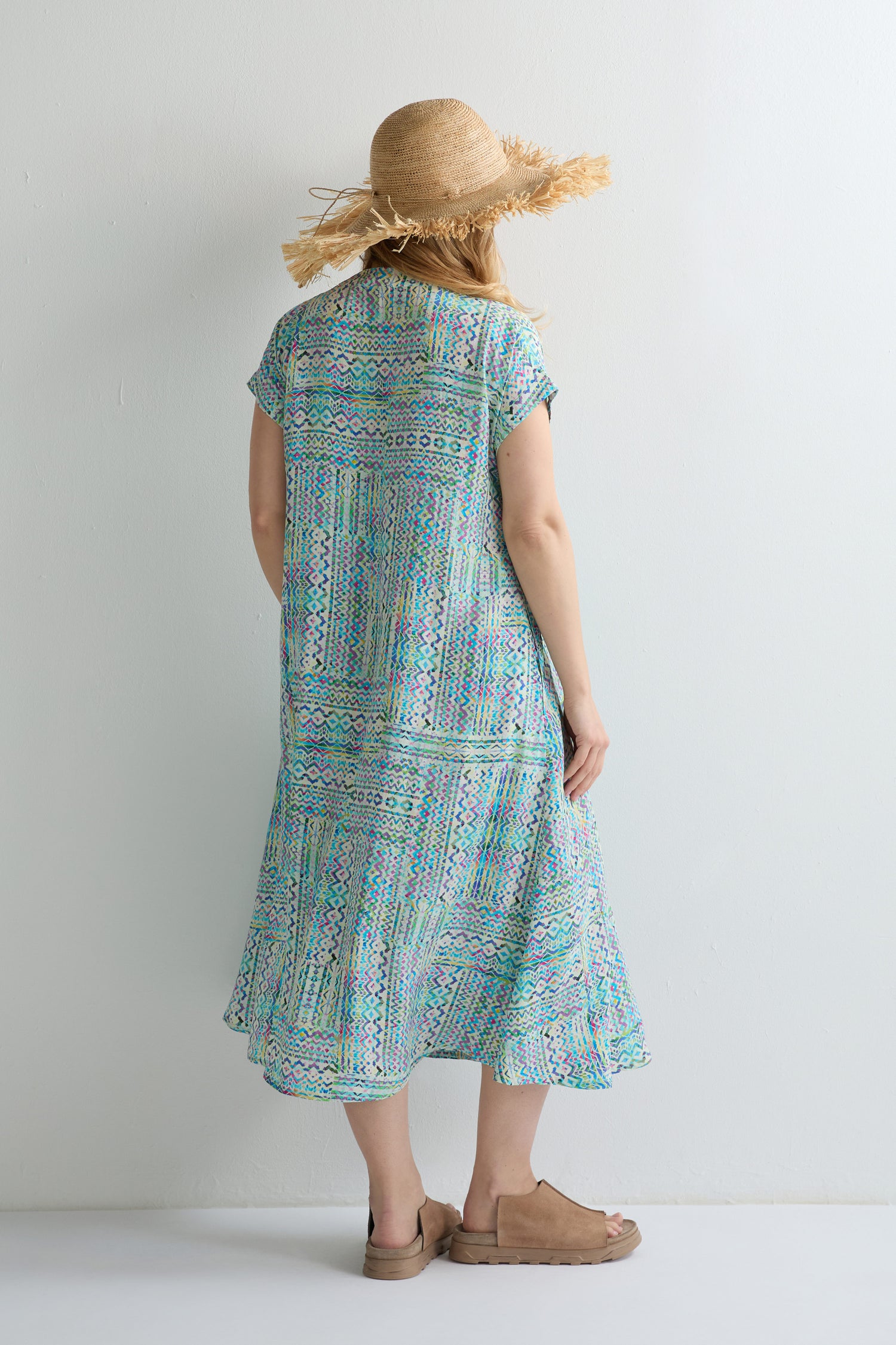 Patchwork Tie Dye Pleated Dress