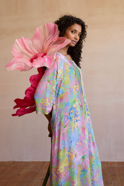 Flowering Paradise Pleated Dress
