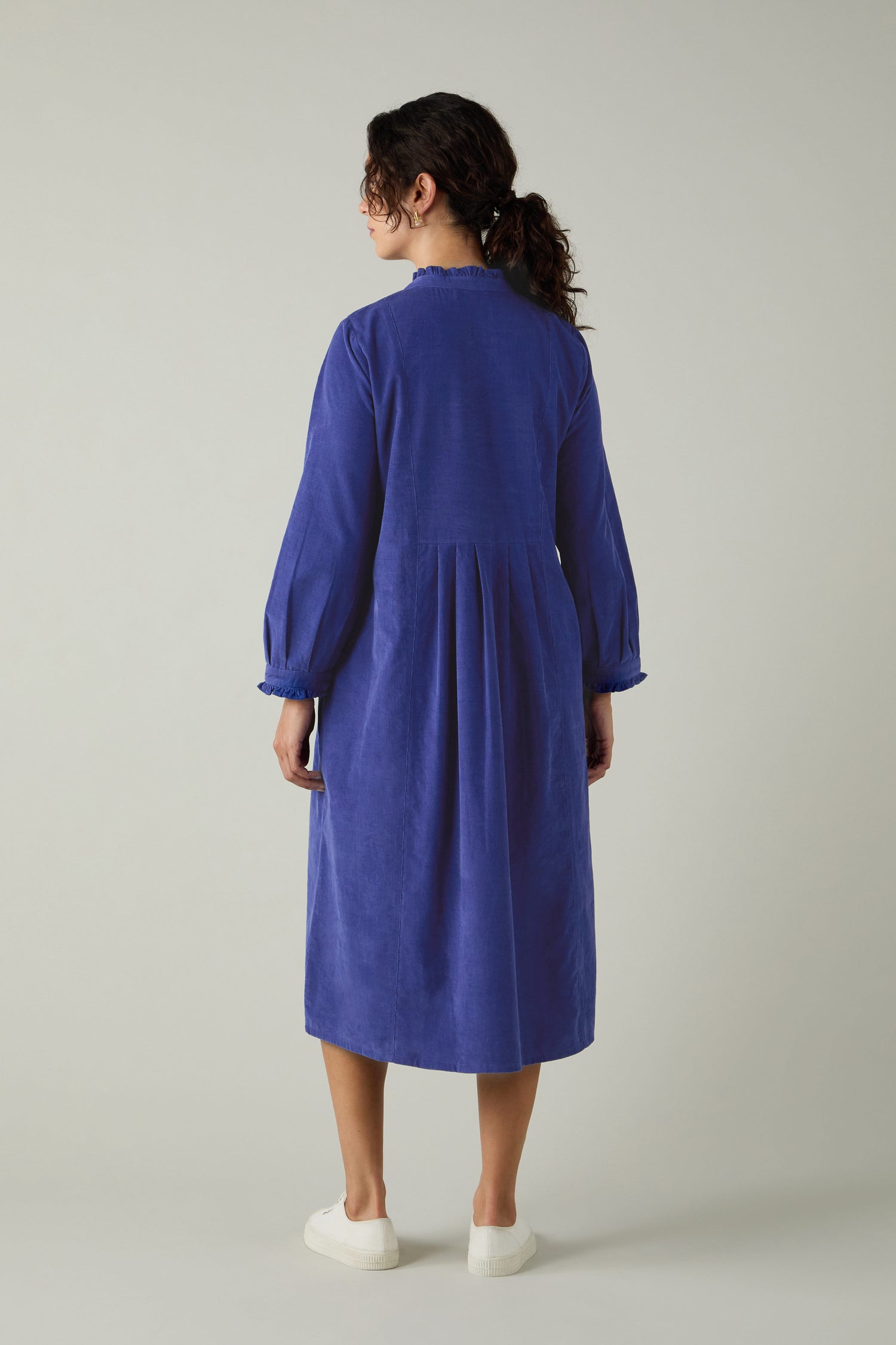 Iris Pinwale Cord Pleated Front Dress