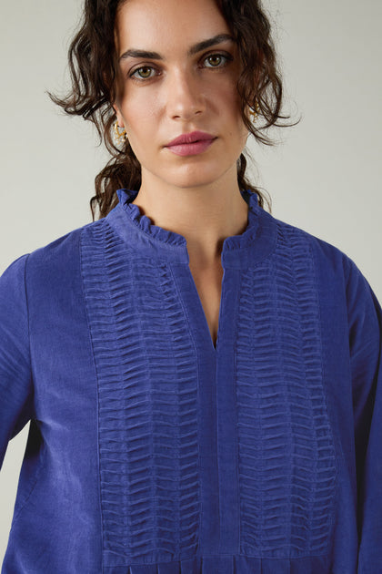 Iris Pinwale Cord Pleated Front Dress