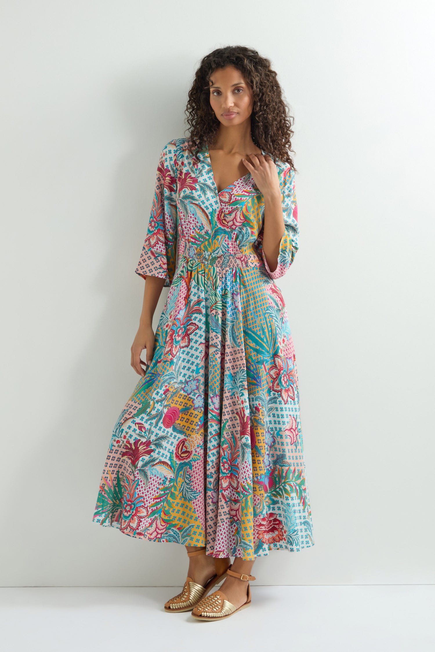 Botanical Patchwork Flared Dress