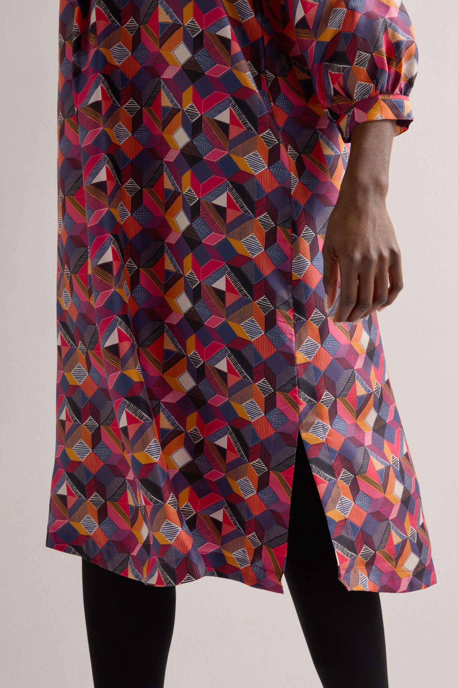 Small Stitched Squares Silk Dress