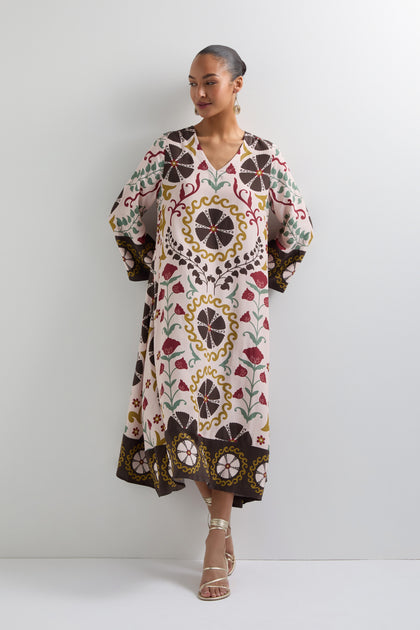 Art Deco Floral Print Dress