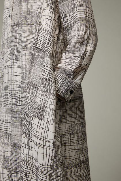 Etched Check Print Shirt Dress