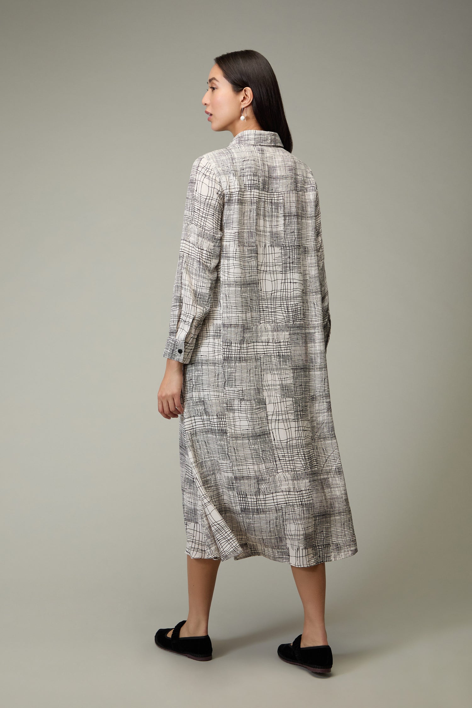 Etched Check Print Shirt Dress