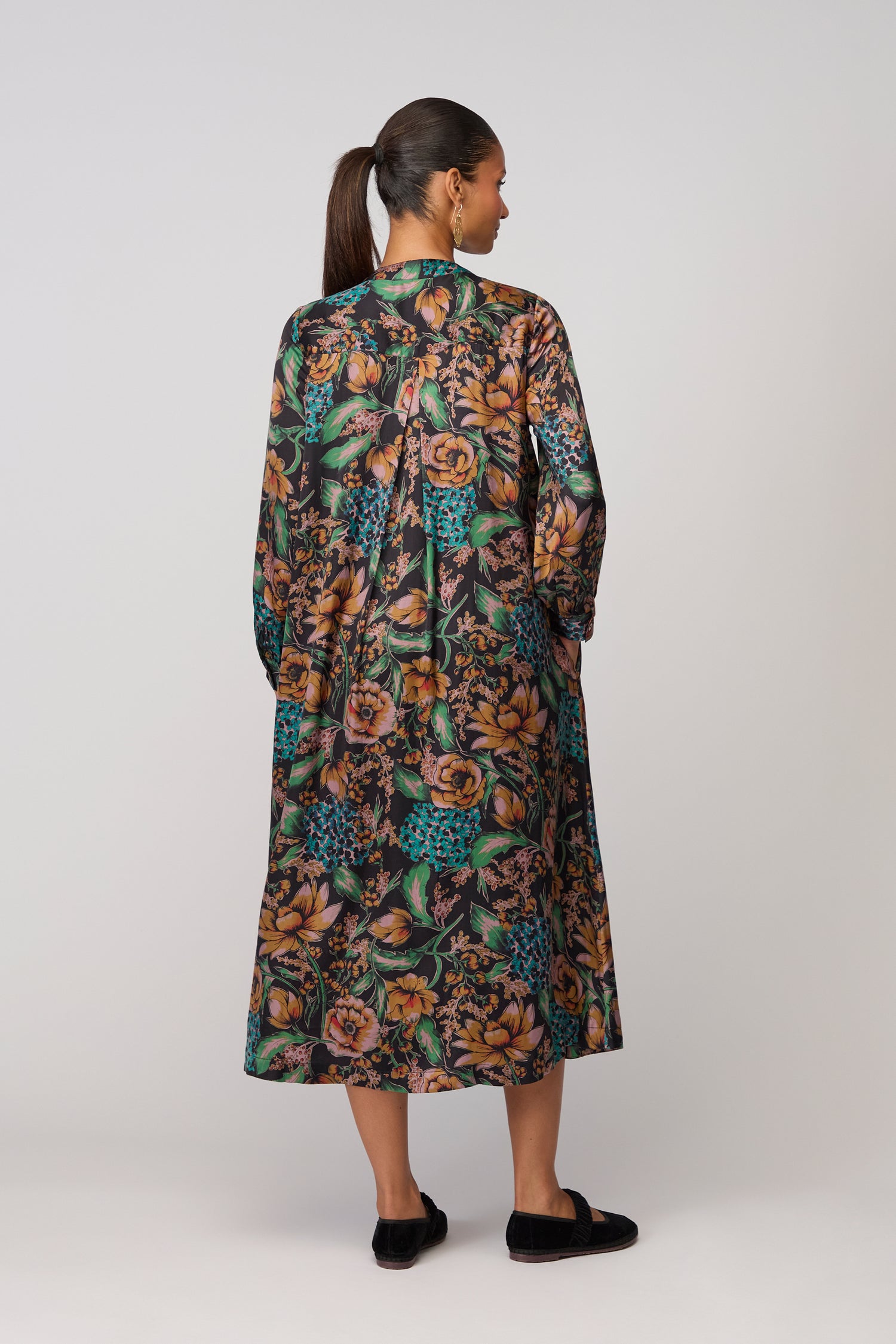 Autumn Hydrangeas Tie Dress