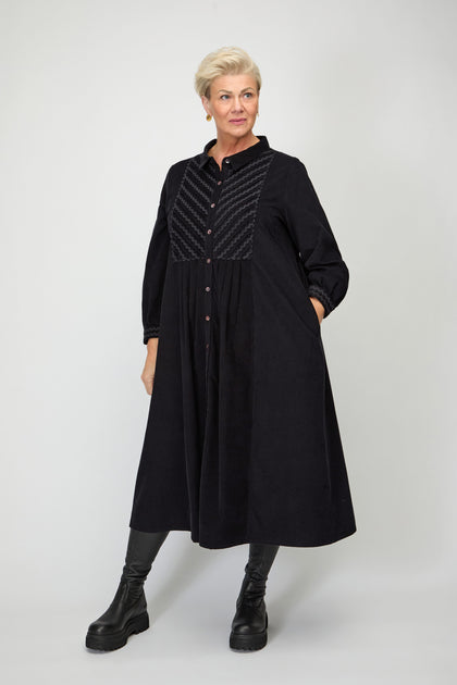 Pinwale Cord Ric Rac Detail Dress