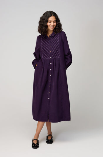 Pinwale Cord Ric Rac Detail Dress