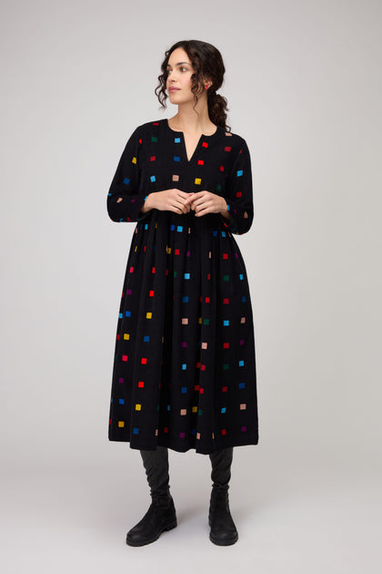 Multi Colour Check Cord Print Dress