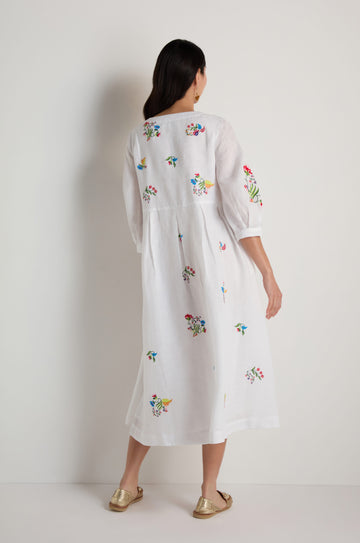 Vintage Floral Embroidered Flare Dress – Sahara